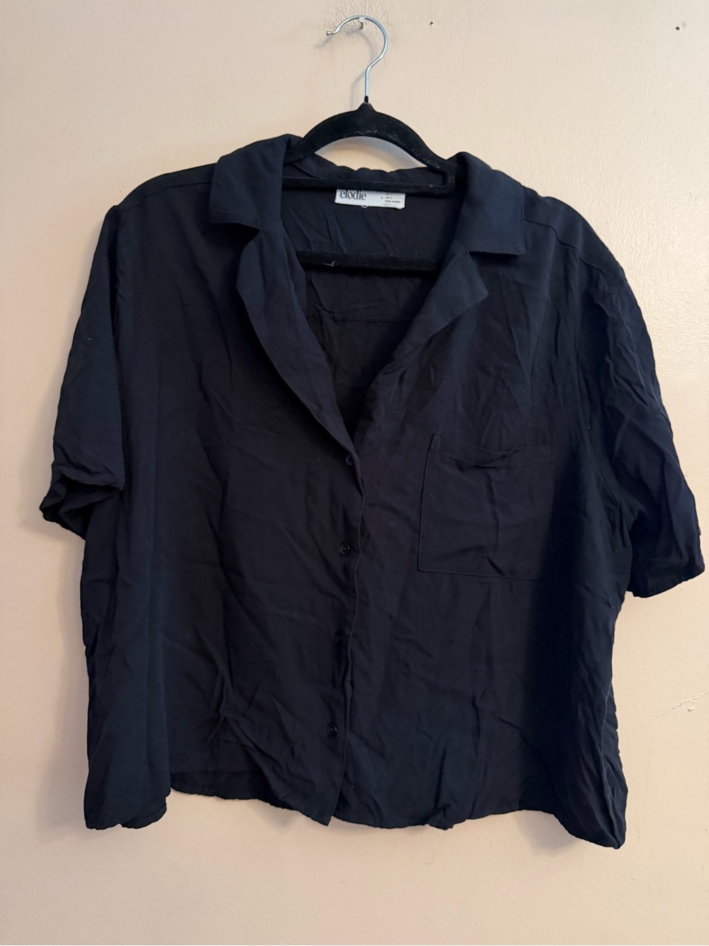Elodie Black Short-Sleeve Button-Down Shirt
